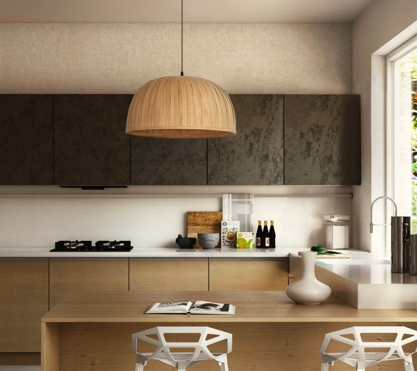 Bell II Oak - Handmade Wooden Ceiling Light