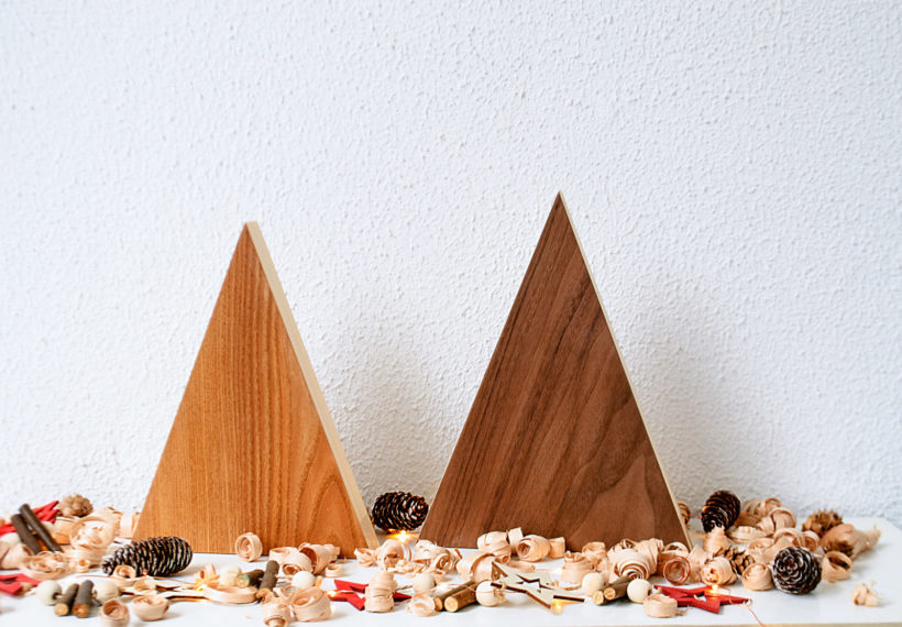 Handmade Wood Christmas Trees Decoration, Elm & Walnut Handmade Wood Christmas Trees Decoration, Elm & Walnut