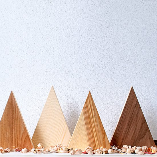 Handmade Wood Christmas Trees Decoration, Set Of 4, Elm-Walnut-Olive-Ash