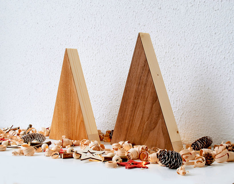 Handmade Wood Christmas Trees Decoration, Elm & Walnut Handmade Wood Christmas Trees Decoration, Elm & Walnut