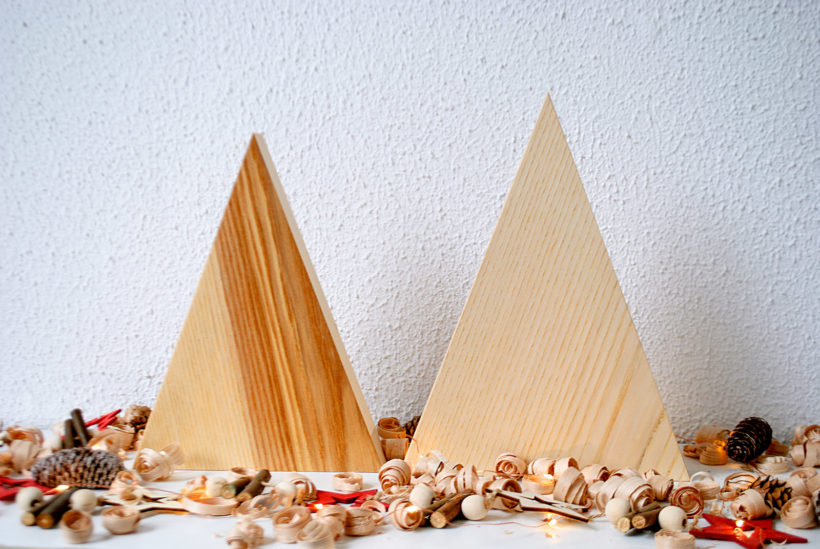 Handmade Wood Christmas Trees Decoration, Olive & Ash