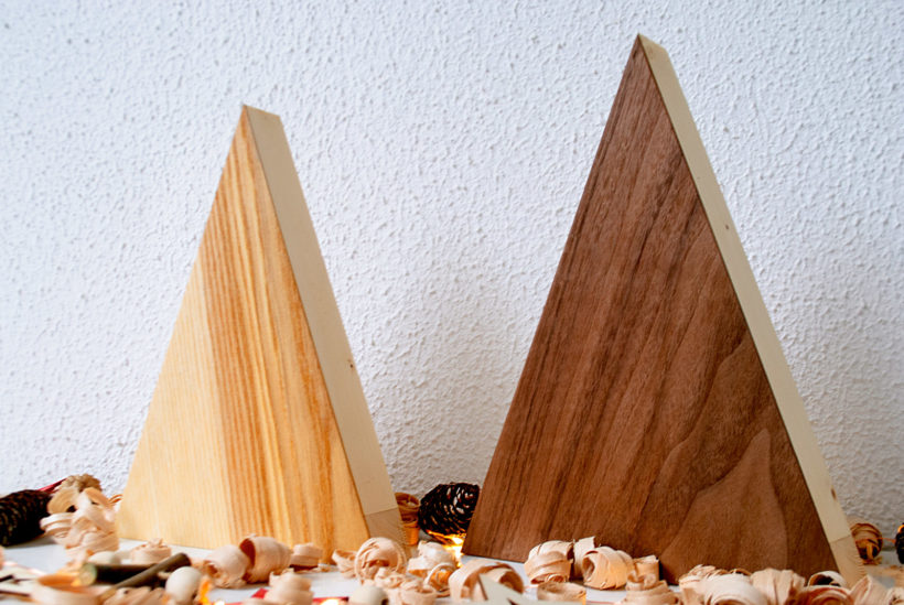 Handmade Wood Christmas Trees Decoration, Olive & Walnut