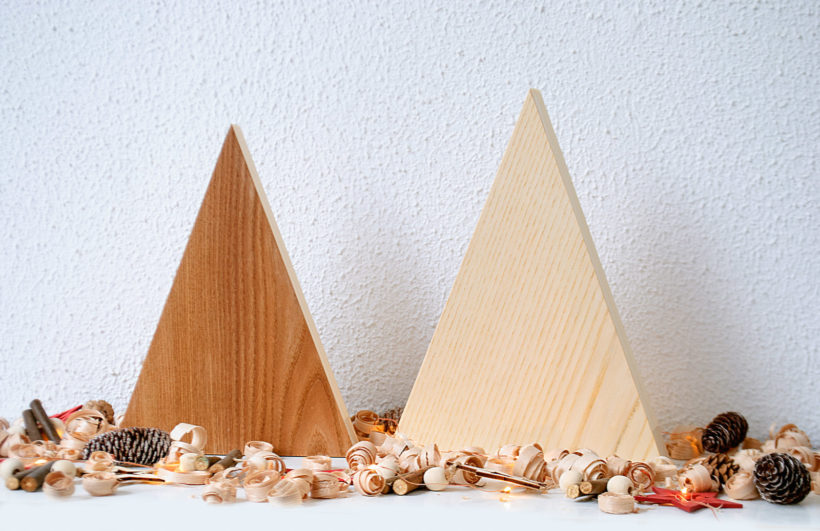 Handmade Wood Christmas Trees Decoration, Elm & Ash