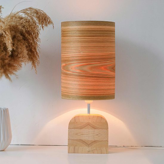 Handmade Wooden Table Lamp 'Motif Wood 4 Olive Big'