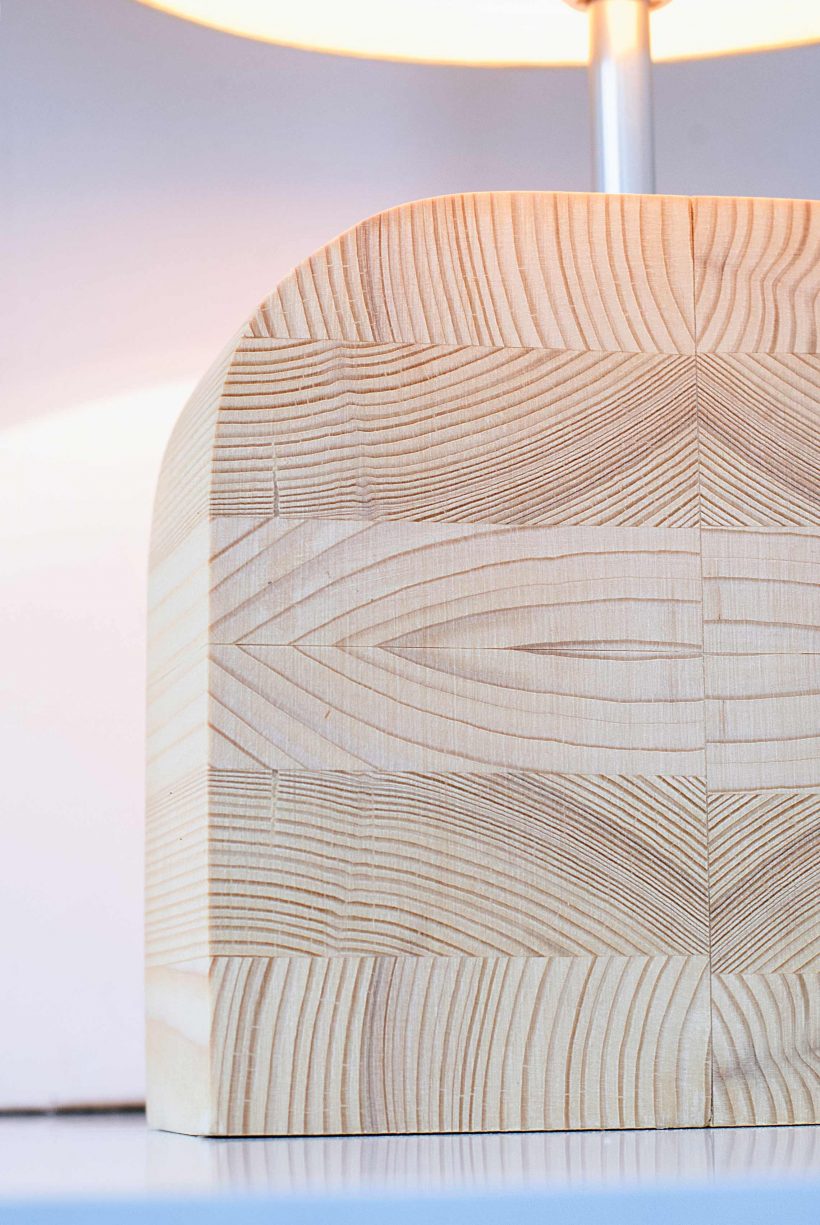 Handmade Wooden Table Lamp 'Motif Wood 4 Olive Big'