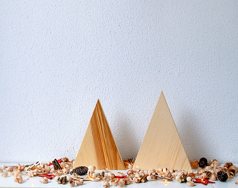 Handmade Wood Christmas Trees Decoration, Olive & Ash