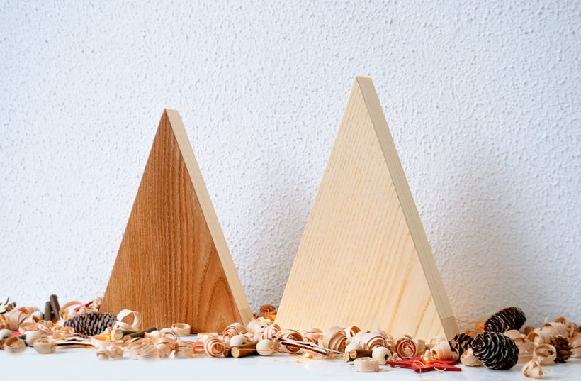 Handmade Wood Christmas Trees Decoration, Elm & Ash