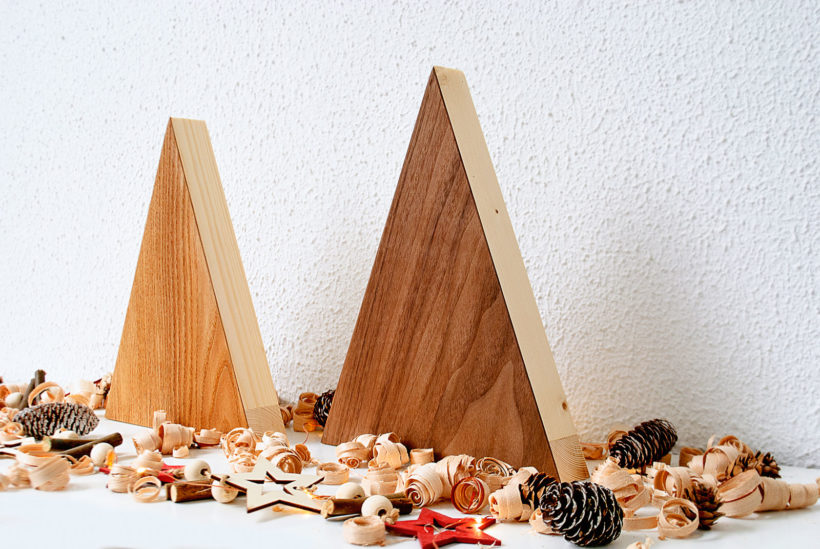 Handmade Wood Christmas Trees Decoration, Elm & Walnut Handmade Wood Christmas Trees Decoration, Elm & Walnut