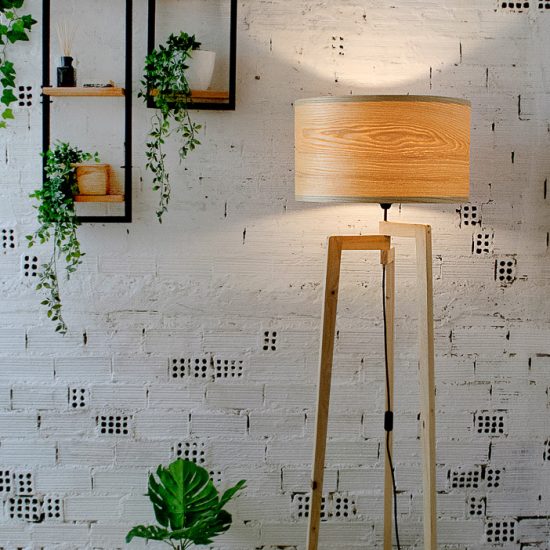 Handmade Wooden Floor Lamp 'Tripod II Ash'