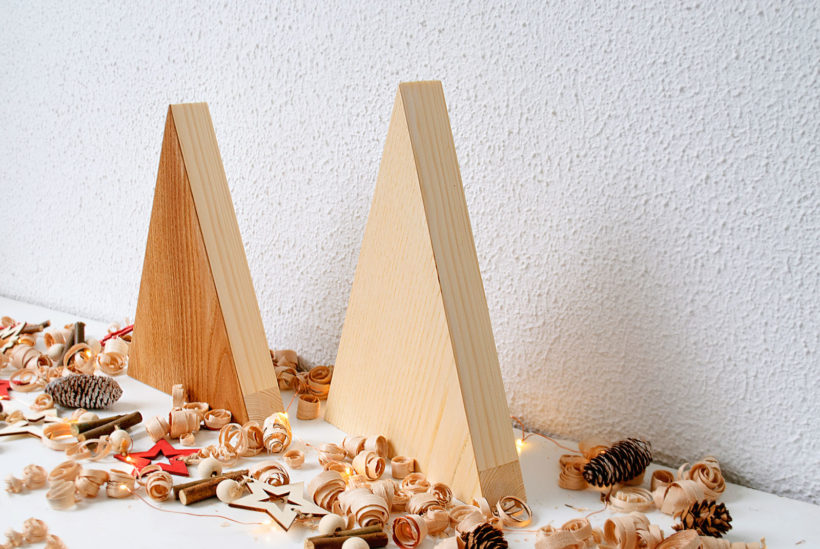 Handmade Wood Christmas Trees Decoration, Elm & Ash