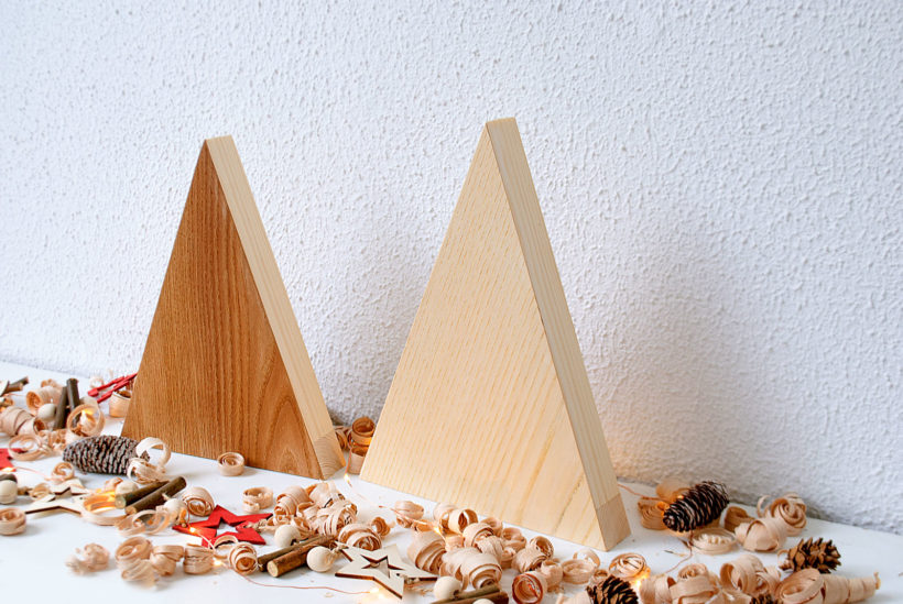 Handmade Wood Christmas Trees Decoration, Elm & Ash