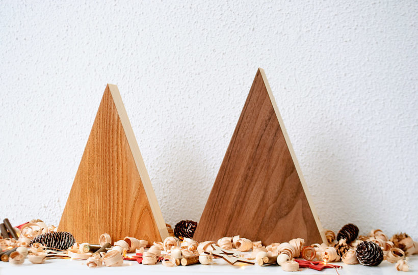 Handmade Wood Christmas Trees Decoration, Elm & Walnut Handmade Wood Christmas Trees Decoration, Elm & Walnut