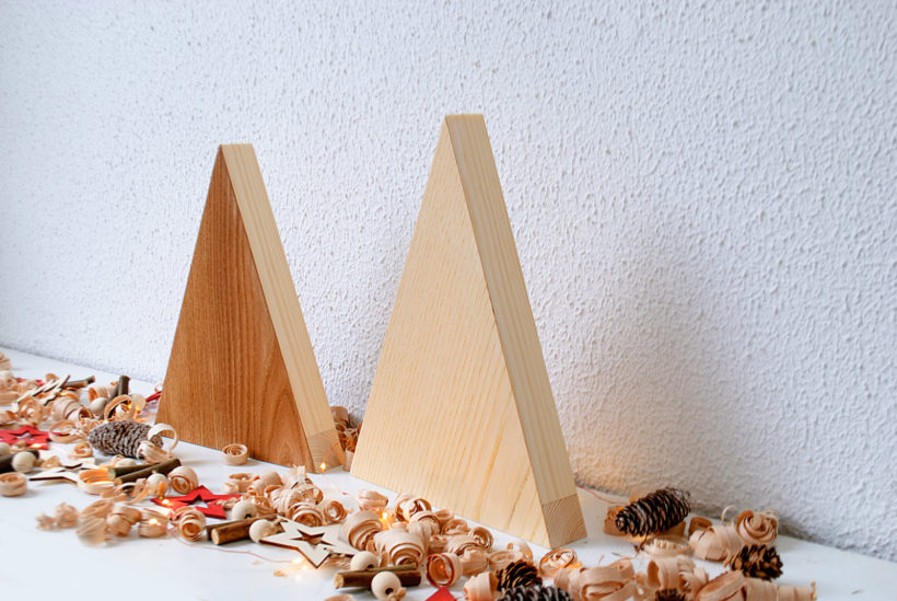 Handmade Wood Christmas Trees Decoration, Elm & Ash