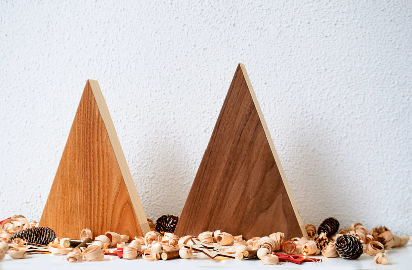 Handmade Wood Christmas Trees Decoration, Elm & Walnut Handmade Wood Christmas Trees Decoration, Elm & Walnut