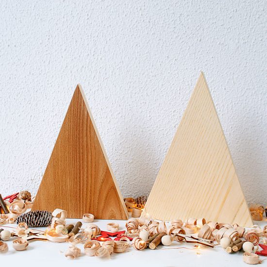 Handmade Wood Christmas Trees Decoration, Elm & Ash