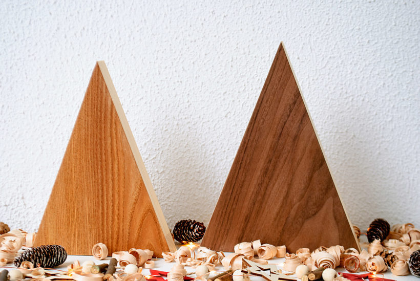 Handmade Wood Christmas Trees Decoration, Elm & Walnut Handmade Wood Christmas Trees Decoration, Elm & Walnut