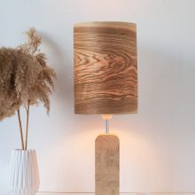 Handmade Wooden Table Lamp 'Motif Wood 3 Olive'