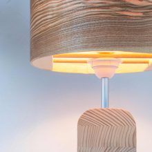 Handmade Wooden Table Lamp 'Motif Wood 3 Olive'