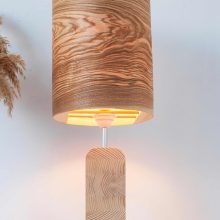 Handmade Wooden Table Lamp 'Motif Wood 3 Olive'