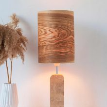 Handmade Wooden Table Lamp 'Motif Wood 3 Olive'