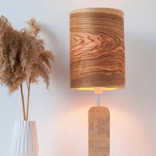 Handmade Wooden Table Lamp 'Motif Wood 3 Olive'