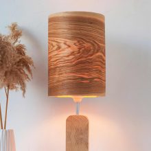 Handmade Wooden Table Lamp 'Motif Wood 3 Olive'
