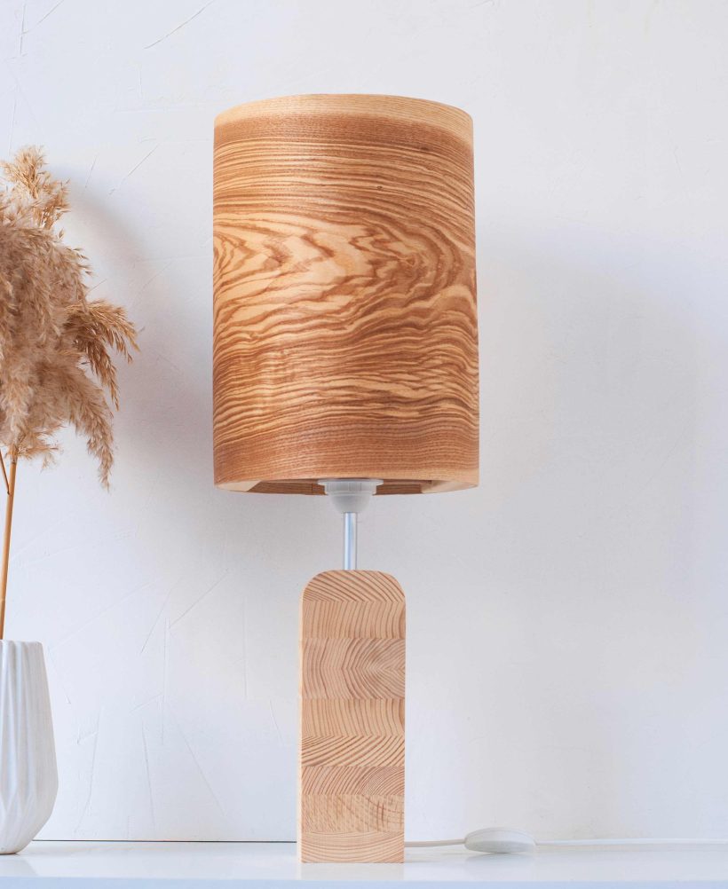 Χειροποίητο Ξύλινο Επιτραπέζιο Φωτιστικό 'Motif Wood 3 Olive'