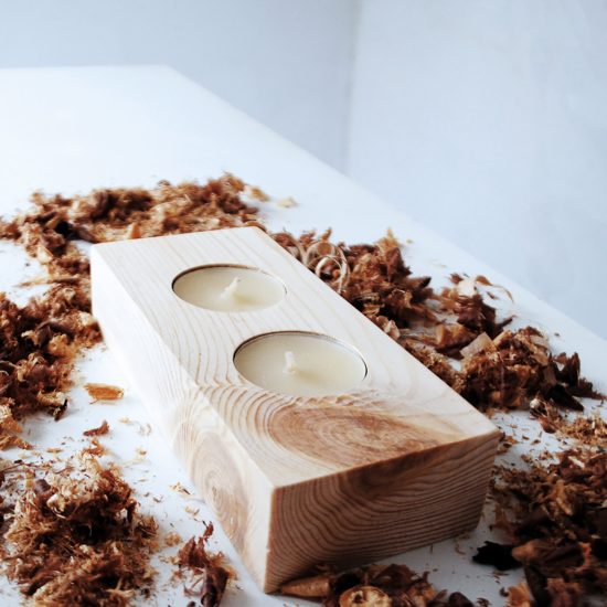 Wooden tea light candle holder spruce for 2 candles Wooden tea light candle holder spruce for 2 candles