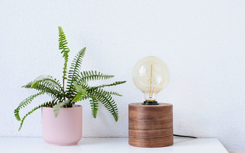 Barrel Walnut - Handmade Wooden Table Lamp