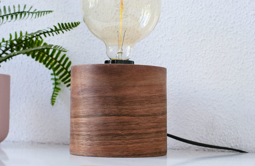 Barrel Walnut - Handmade Wooden Table Lamp