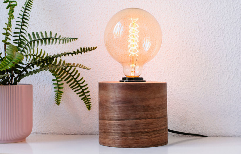 Barrel Walnut - Handmade Wooden Table Lamp