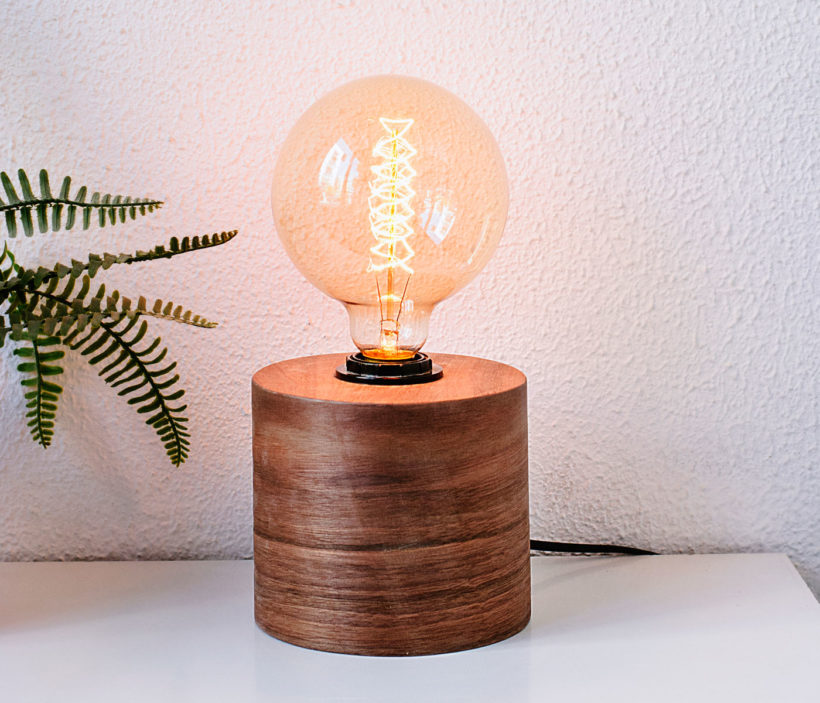 Barrel Walnut - Handmade Wooden Table Lamp