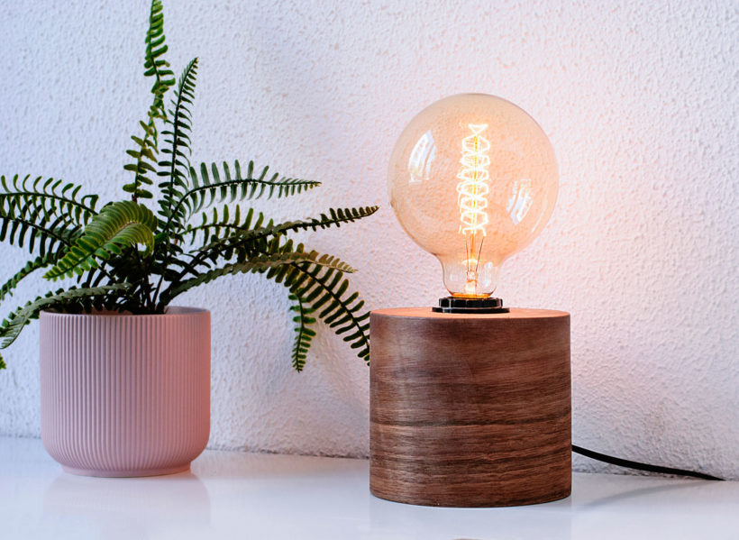 Barrel Walnut - Handmade Wooden Table Lamp
