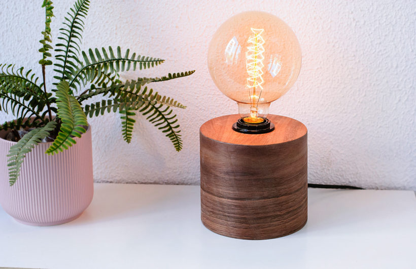 Barrel Walnut - Handmade Wooden Table Lamp