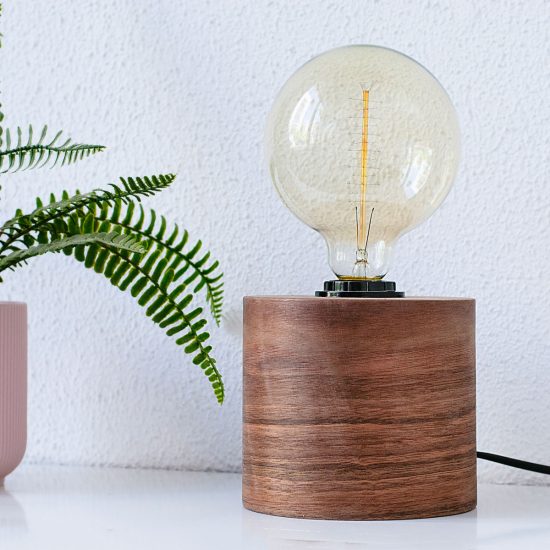 Barrel Walnut - Handmade Wooden Table Lamp
