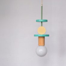Handmade Wooden Kids Ceiling Light - Janus Yellow & Turquoise