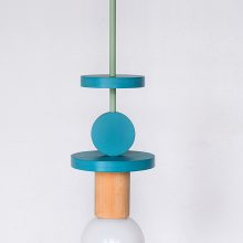 Handmade Wooden Kids Ceiling Light - Janus Turquoise Dark