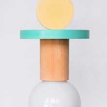 Handmade Wooden Kids Ceiling Light - Janus Yellow & Turquoise