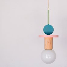 Handmade Wooden Kids Ceiling Light - Astrid Turquoise Dark & Pink