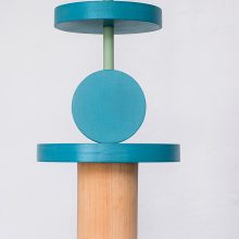 Handmade Wooden Kids Ceiling Light - Janus Turquoise Dark