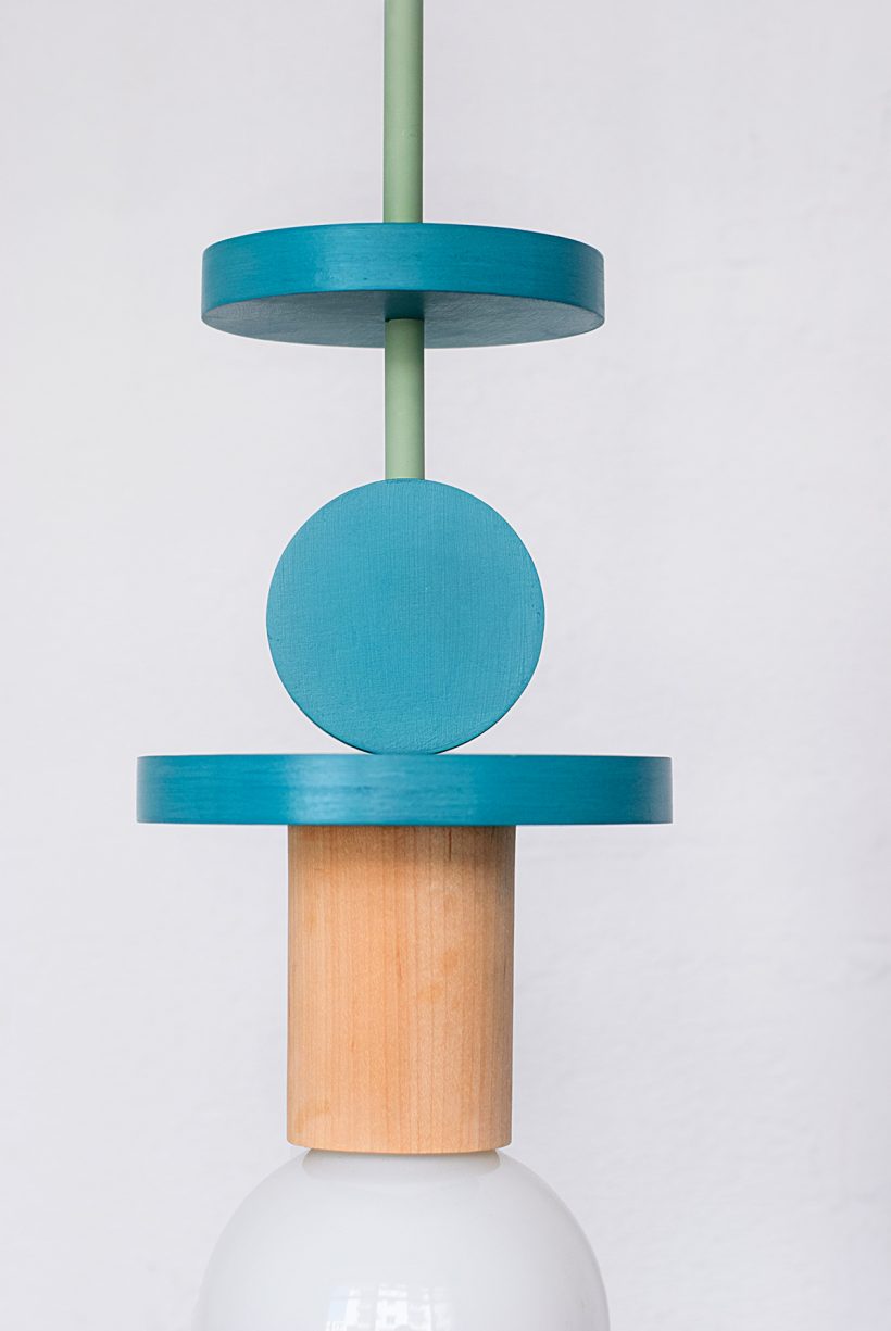 Handmade Wooden Kids Ceiling Light - Janus Turquoise Dark