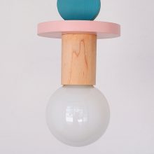 Handmade Wooden Kids Ceiling Light - Astrid Turquoise Dark & Pink