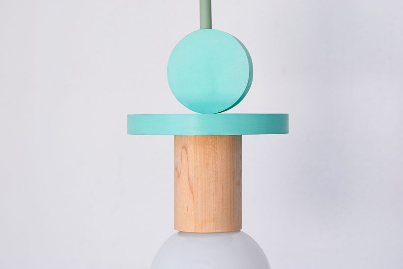 Handmade Wooden Kids Ceiling Light - Astrid Turquoise Bright