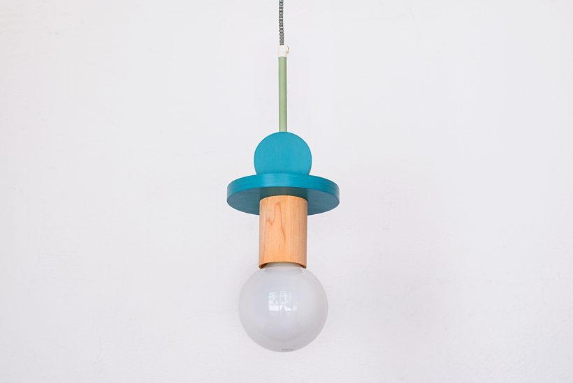 Handmade Wooden Kids Ceiling Light - Astrid Turquoise Dark