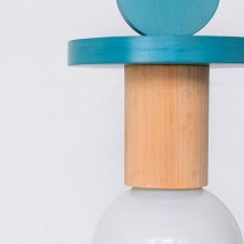 Handmade Wooden Kids Ceiling Light - Janus Turquoise Dark