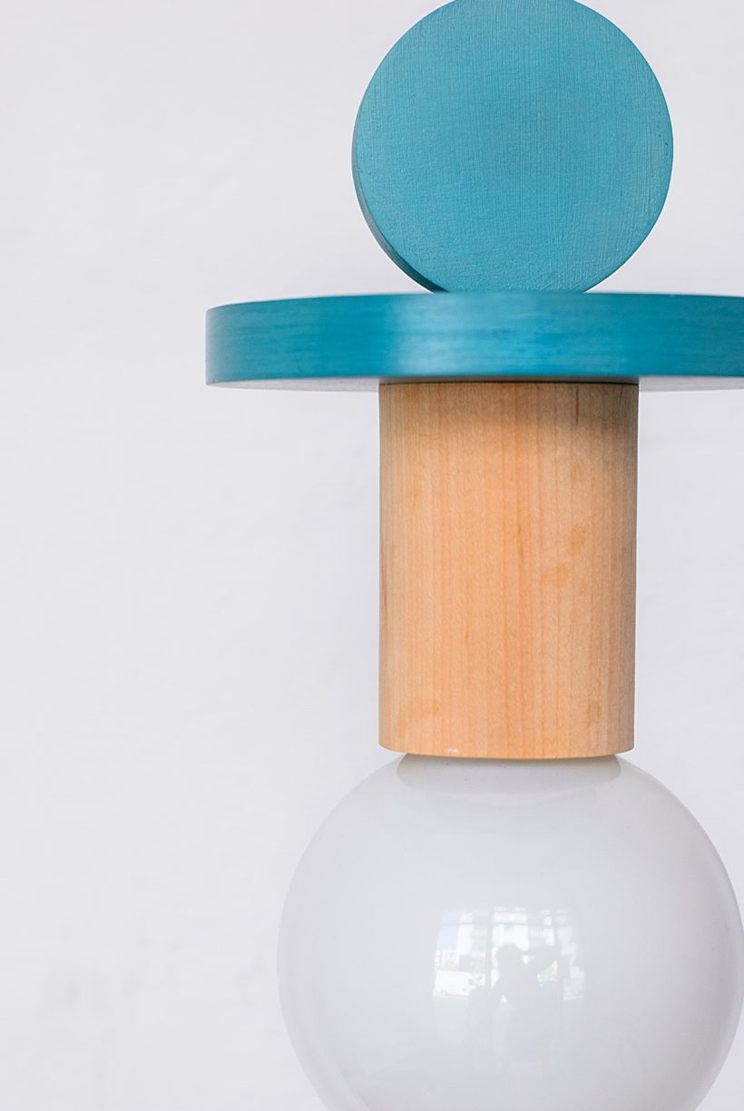 Handmade Wooden Kids Ceiling Light - Janus Turquoise Dark