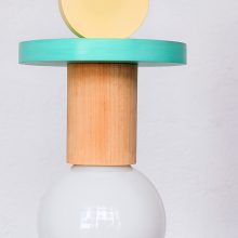 Handmade Wooden Kids Ceiling Light - Janus Yellow & Turquoise
