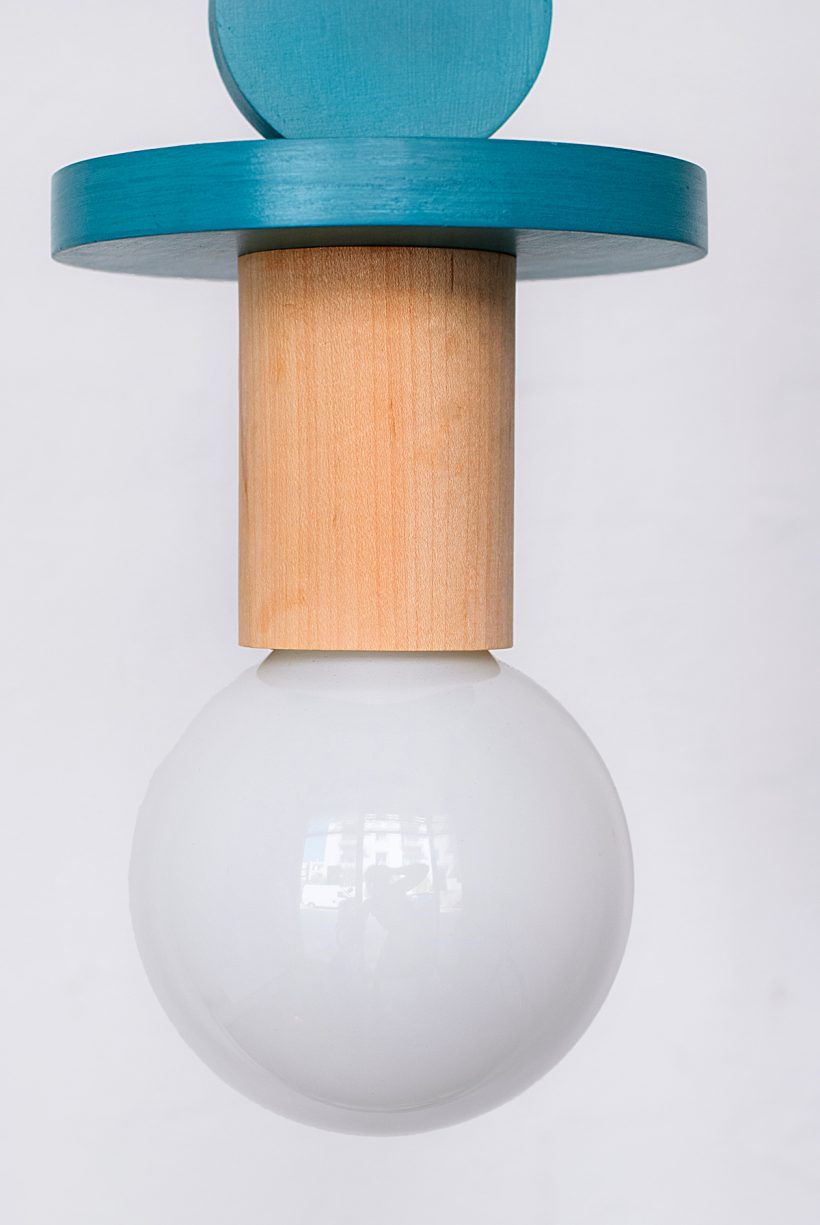 Handmade Wooden Kids Ceiling Light - Janus Turquoise Dark