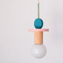 Handmade Wooden Kids Ceiling Light - Astrid Turquoise Dark & Pink