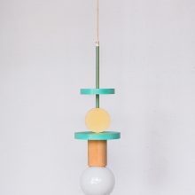 Handmade Wooden Kids Ceiling Light - Janus Yellow & Turquoise